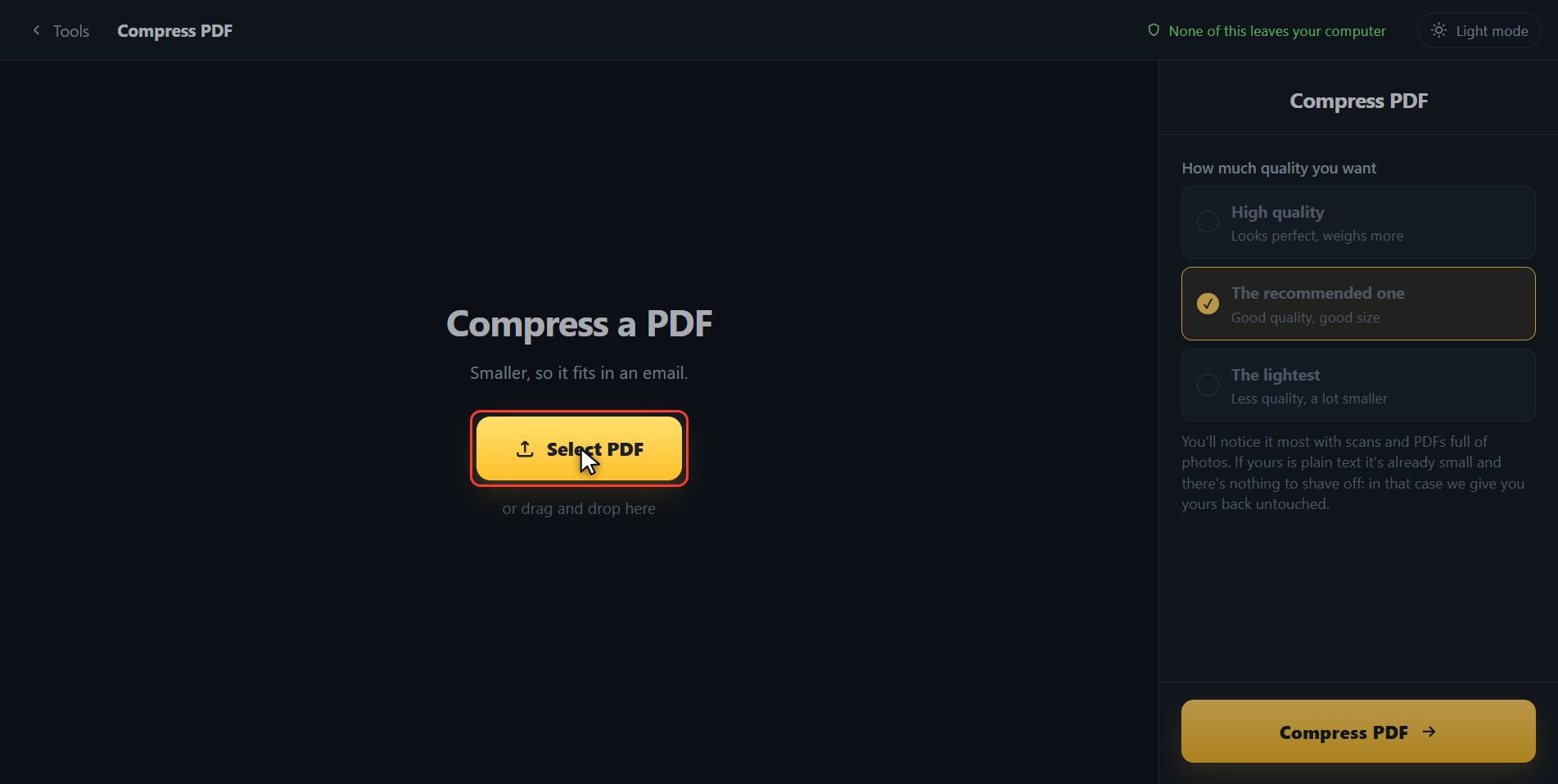Add your PDF — How to make a PDF smaller