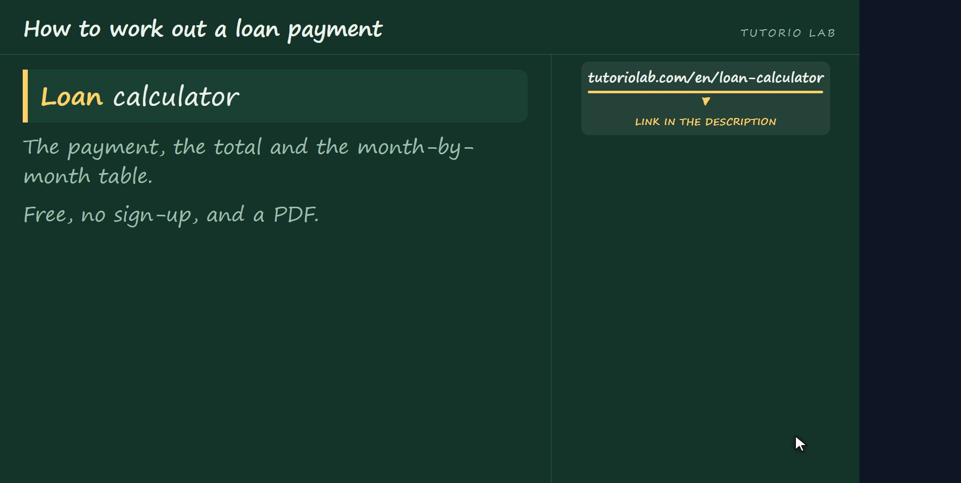 The website does it — How to work out a loan payment