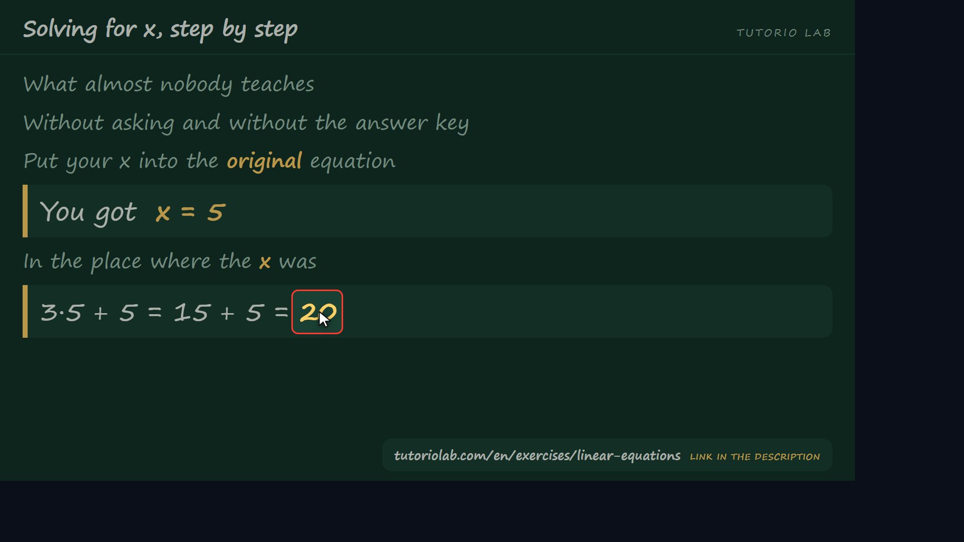 Check it yourself — Solving for x, step by step