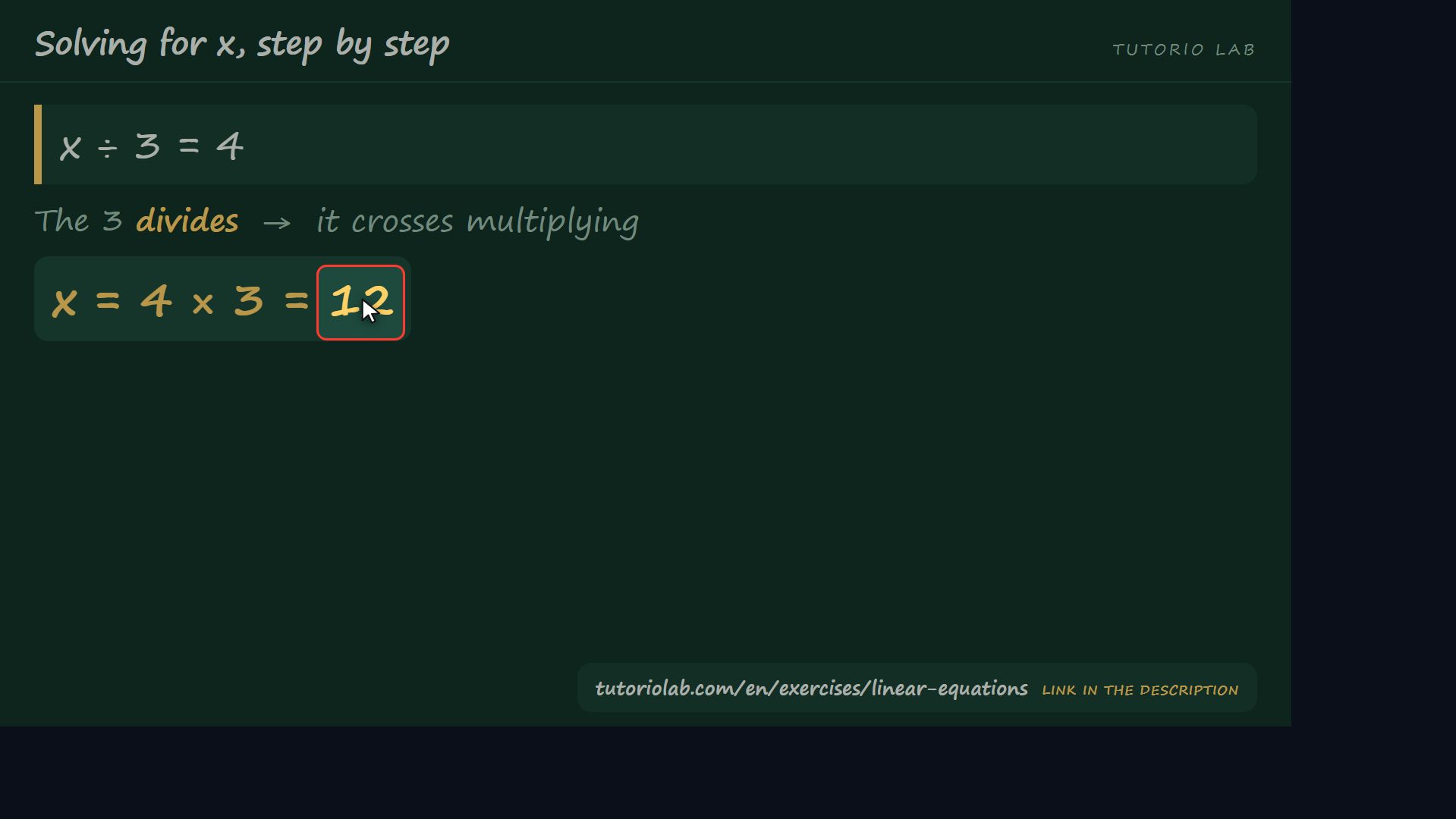 Removing the fraction — Solving for x, step by step