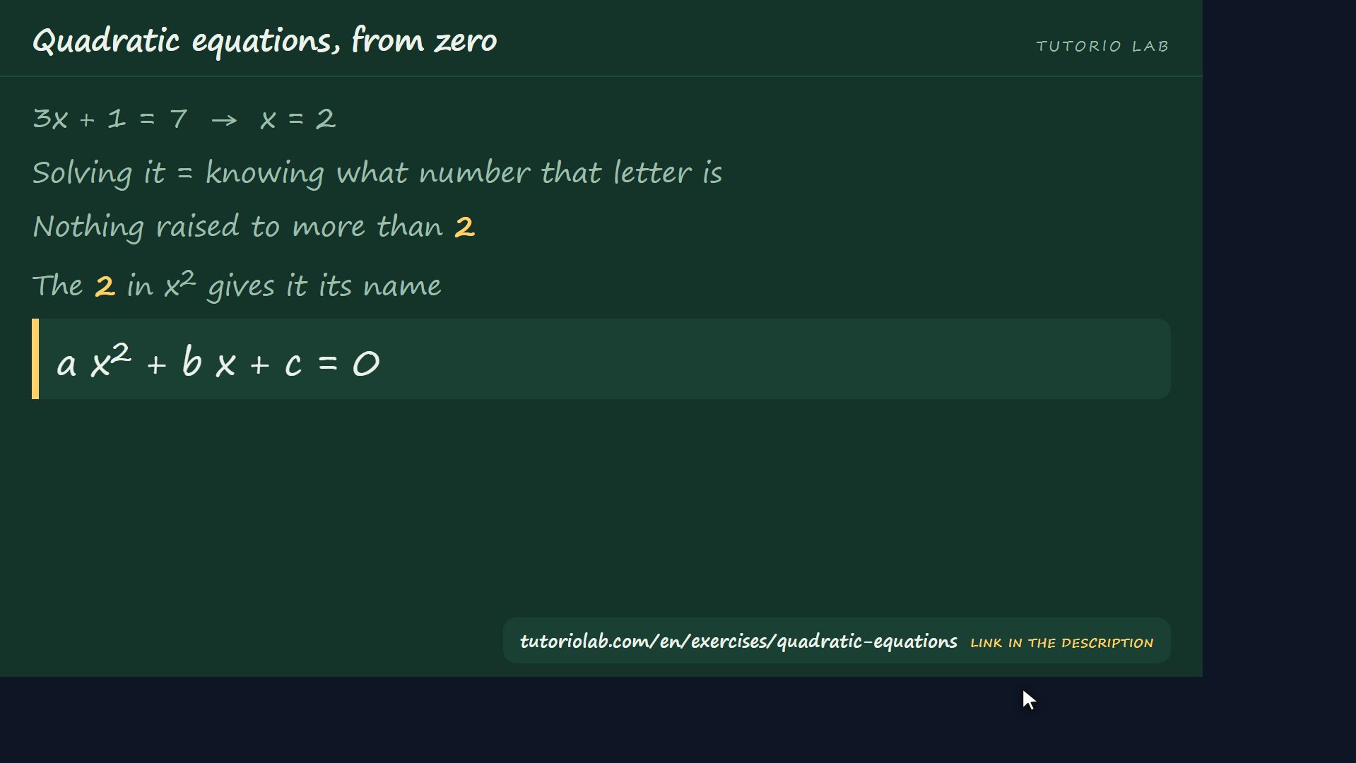 What a quadratic equation is — Quadratic equations, from zero
