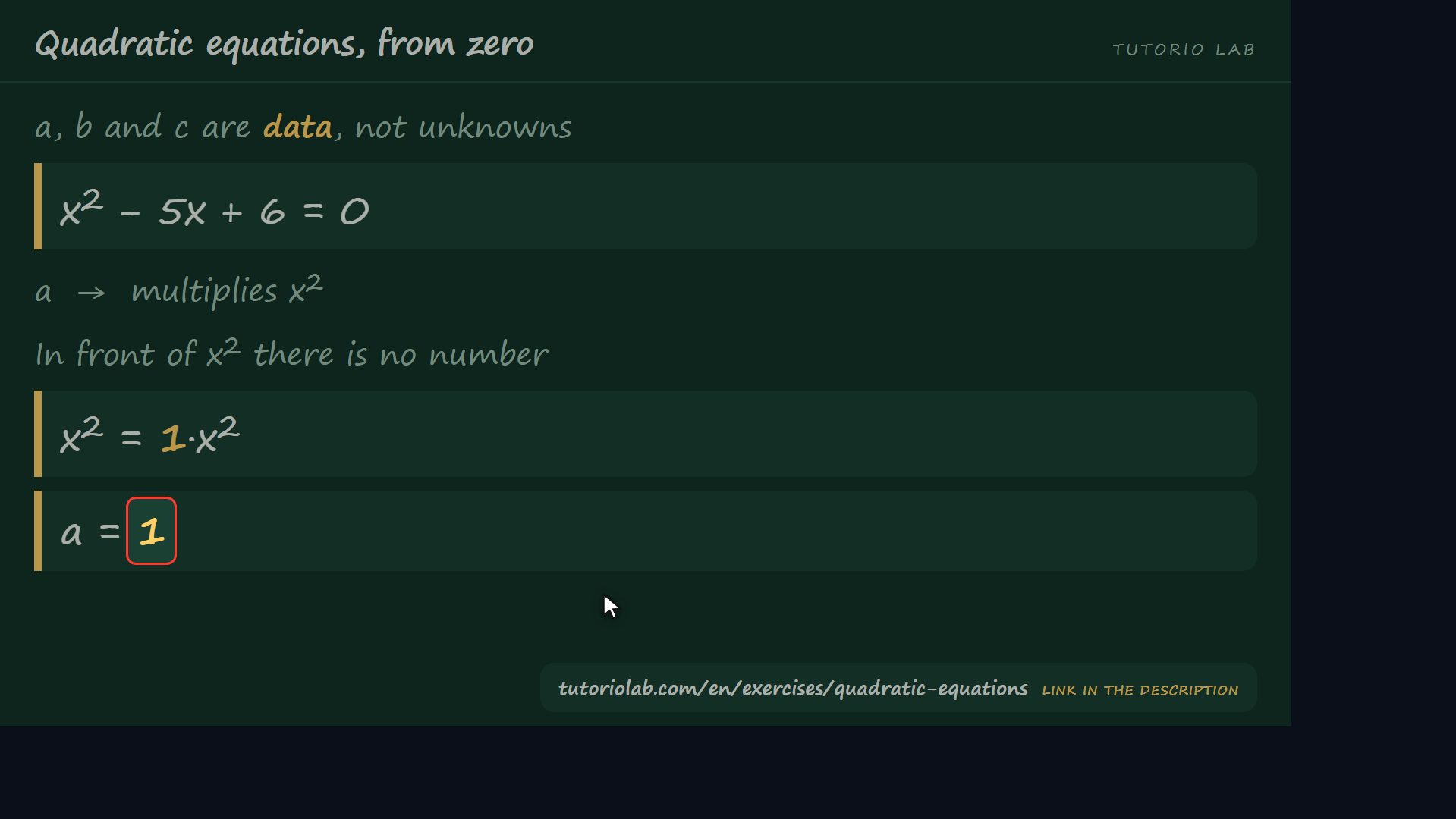 Who a, b and c are — Quadratic equations, from zero