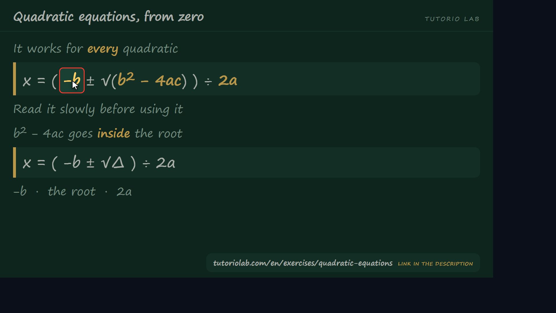 The quadratic formula — Quadratic equations, from zero