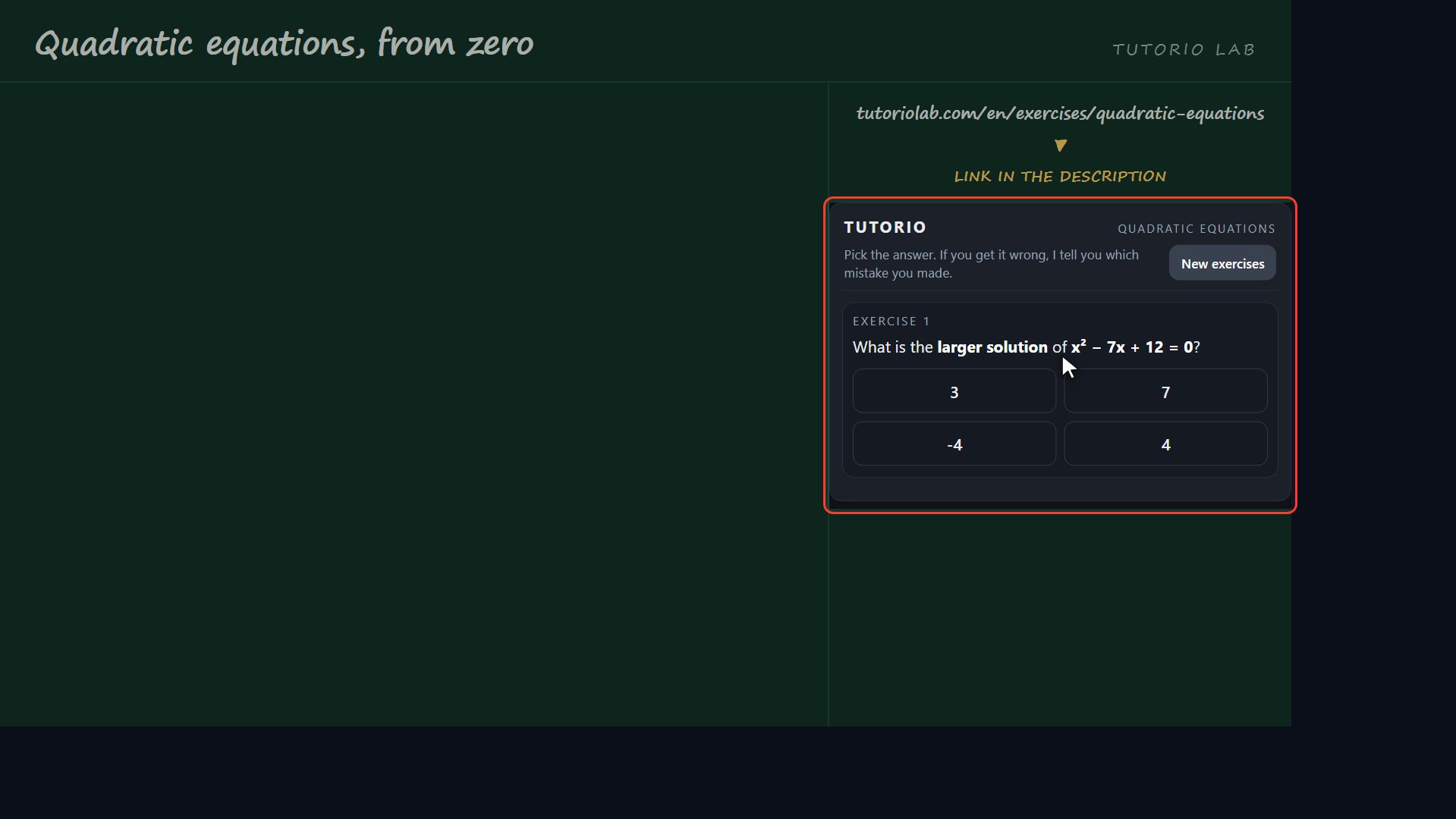 Practise for free — Quadratic equations, from zero