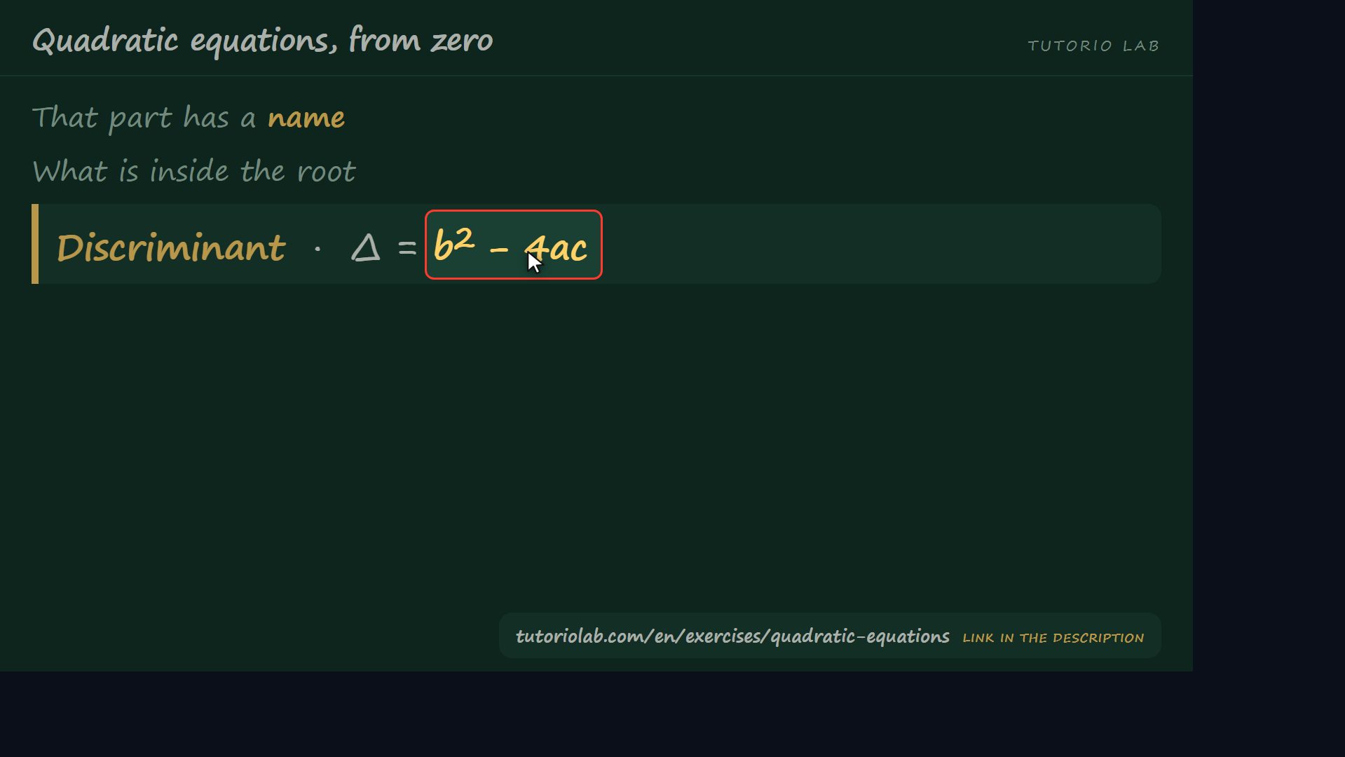 What the discriminant is — Quadratic equations, from zero