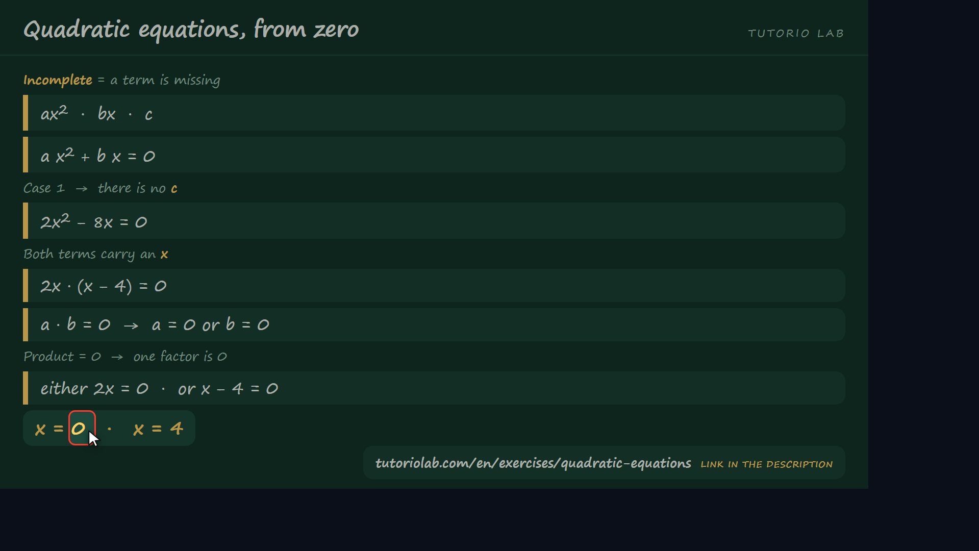 If the loose term is missing — Quadratic equations, from zero