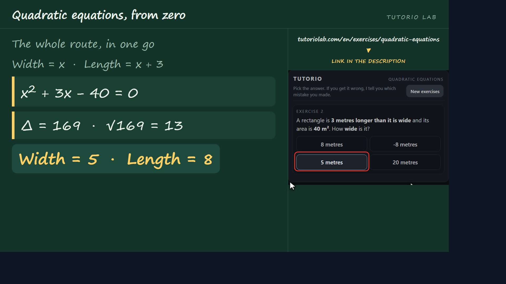 Exercise 2, step by step — Quadratic equations, from zero