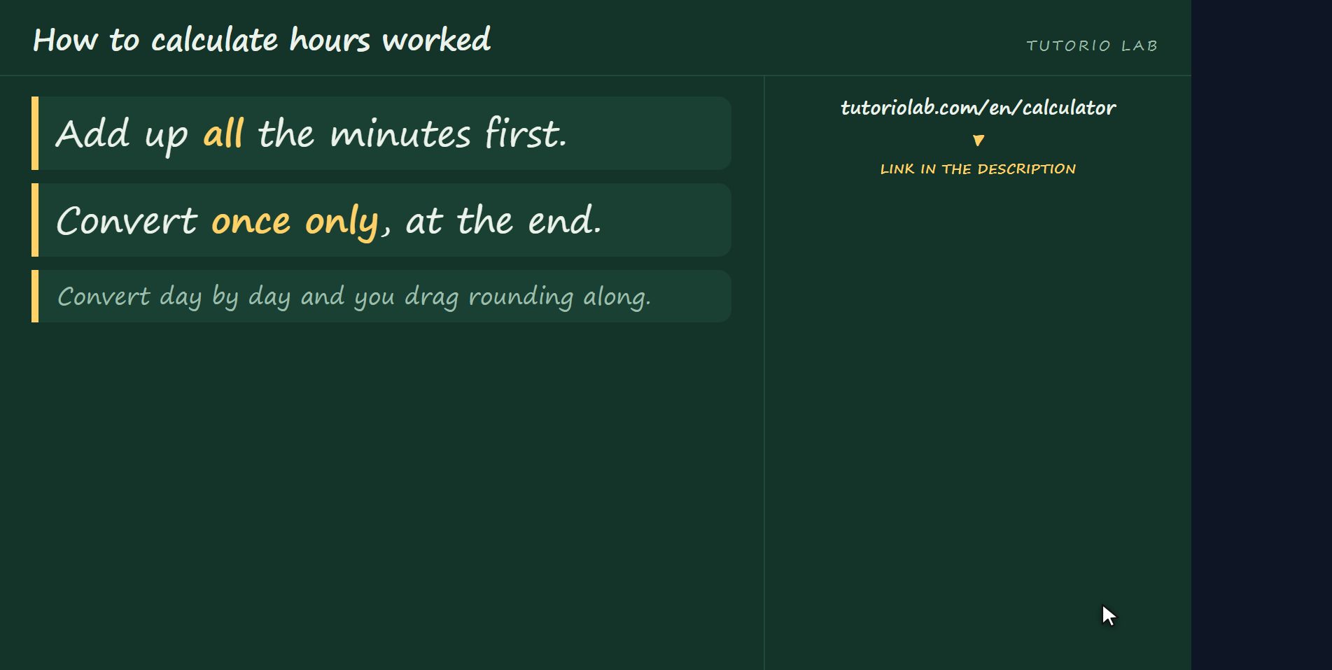 The whole week — How to calculate hours worked