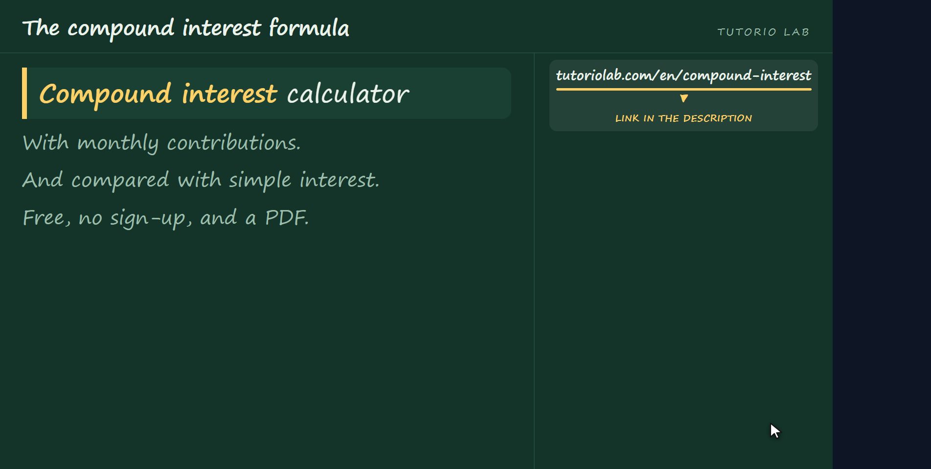 The website does it for you — The compound interest formula