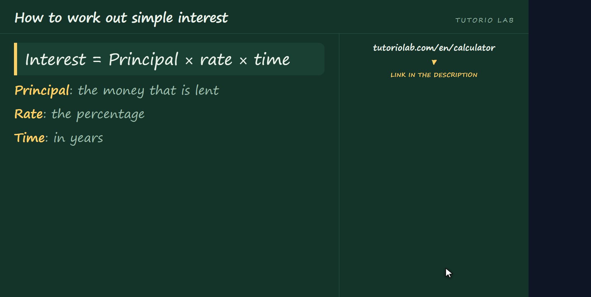 The formula — How to work out simple interest