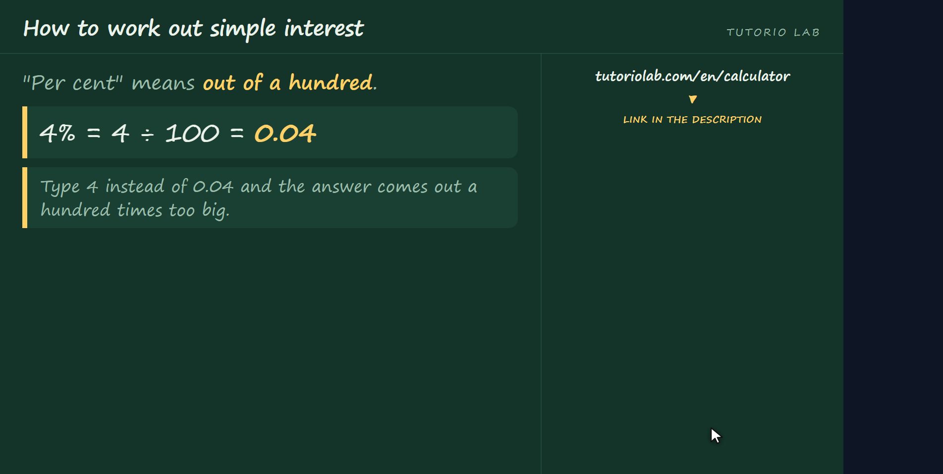 The percentage gets converted — How to work out simple interest