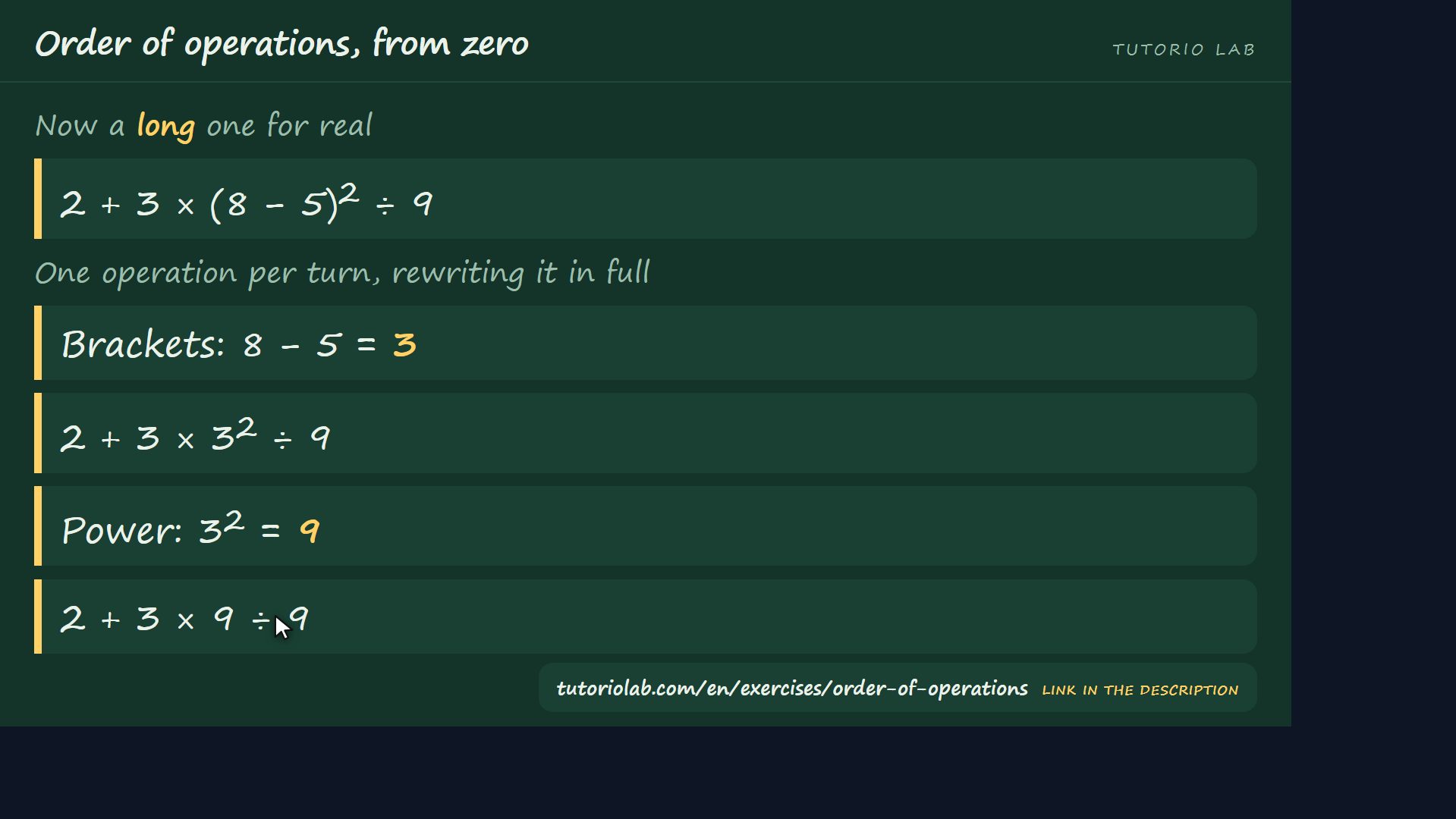 A long one: brackets and power — Order of operations, from zero