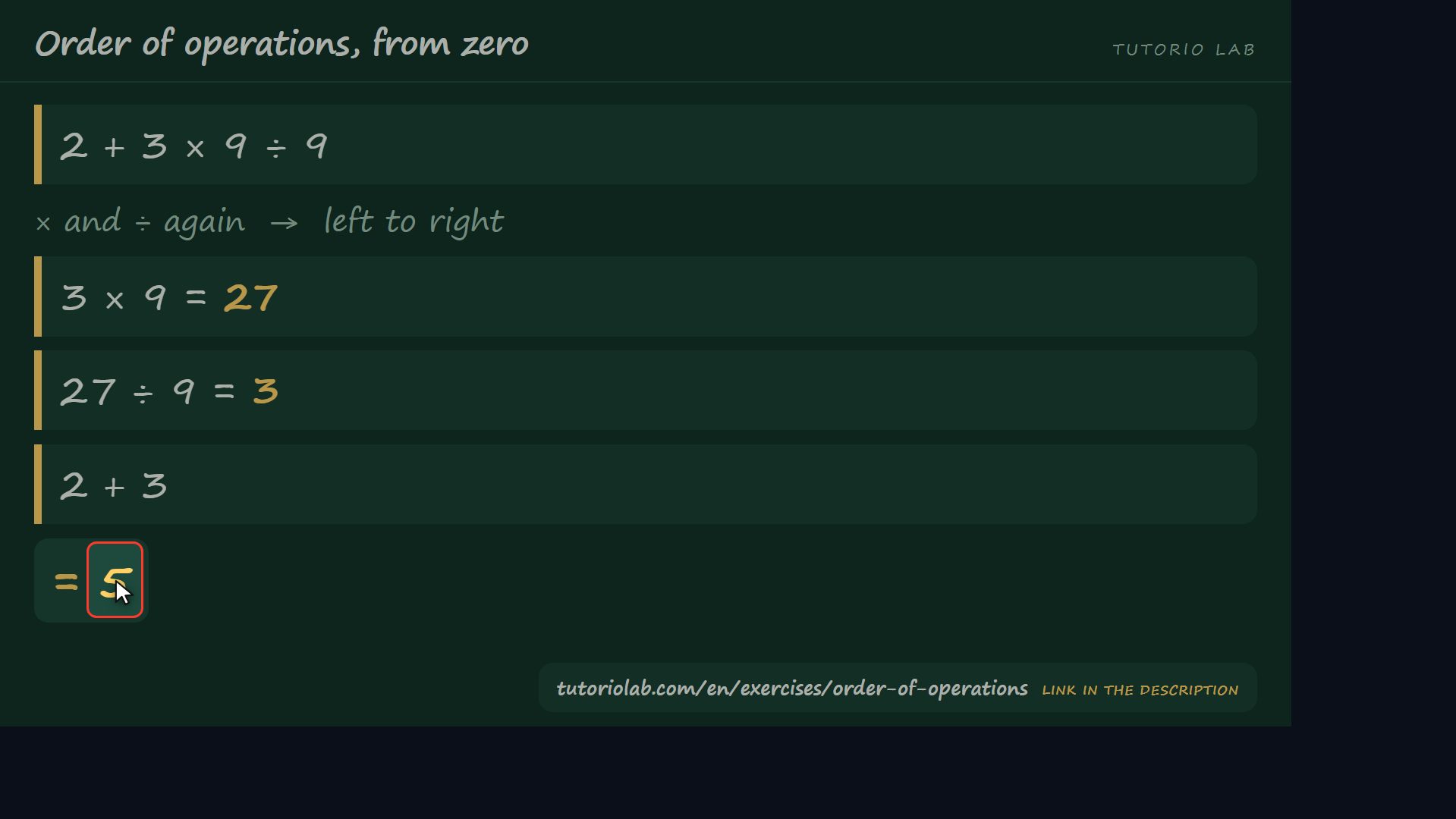 The same one, to the end — Order of operations, from zero