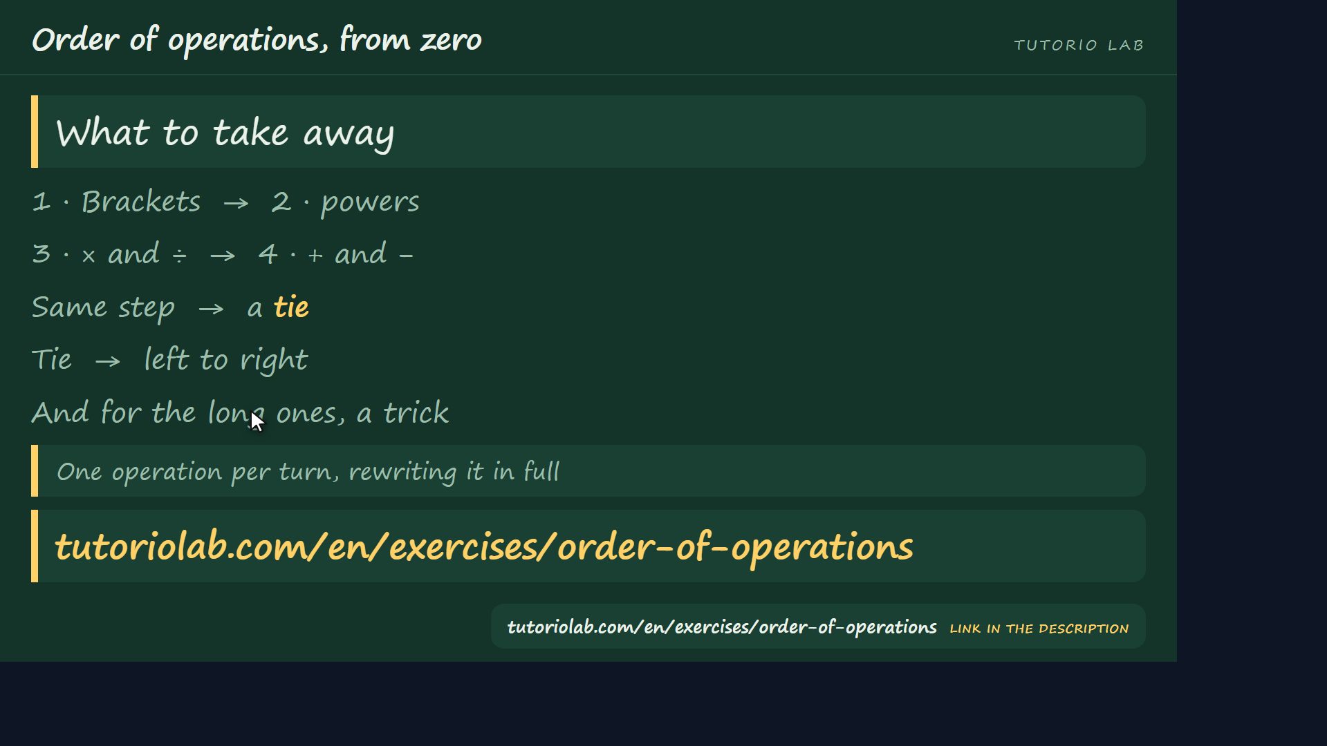 What to take away — Order of operations, from zero