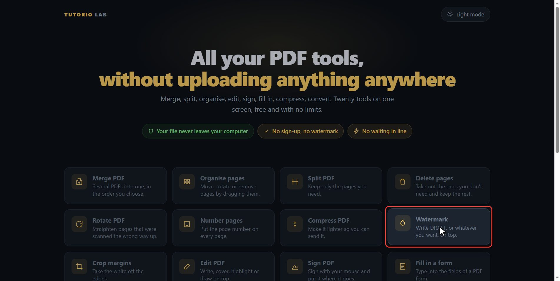 Click "Watermark" — How to put a watermark on a PDF