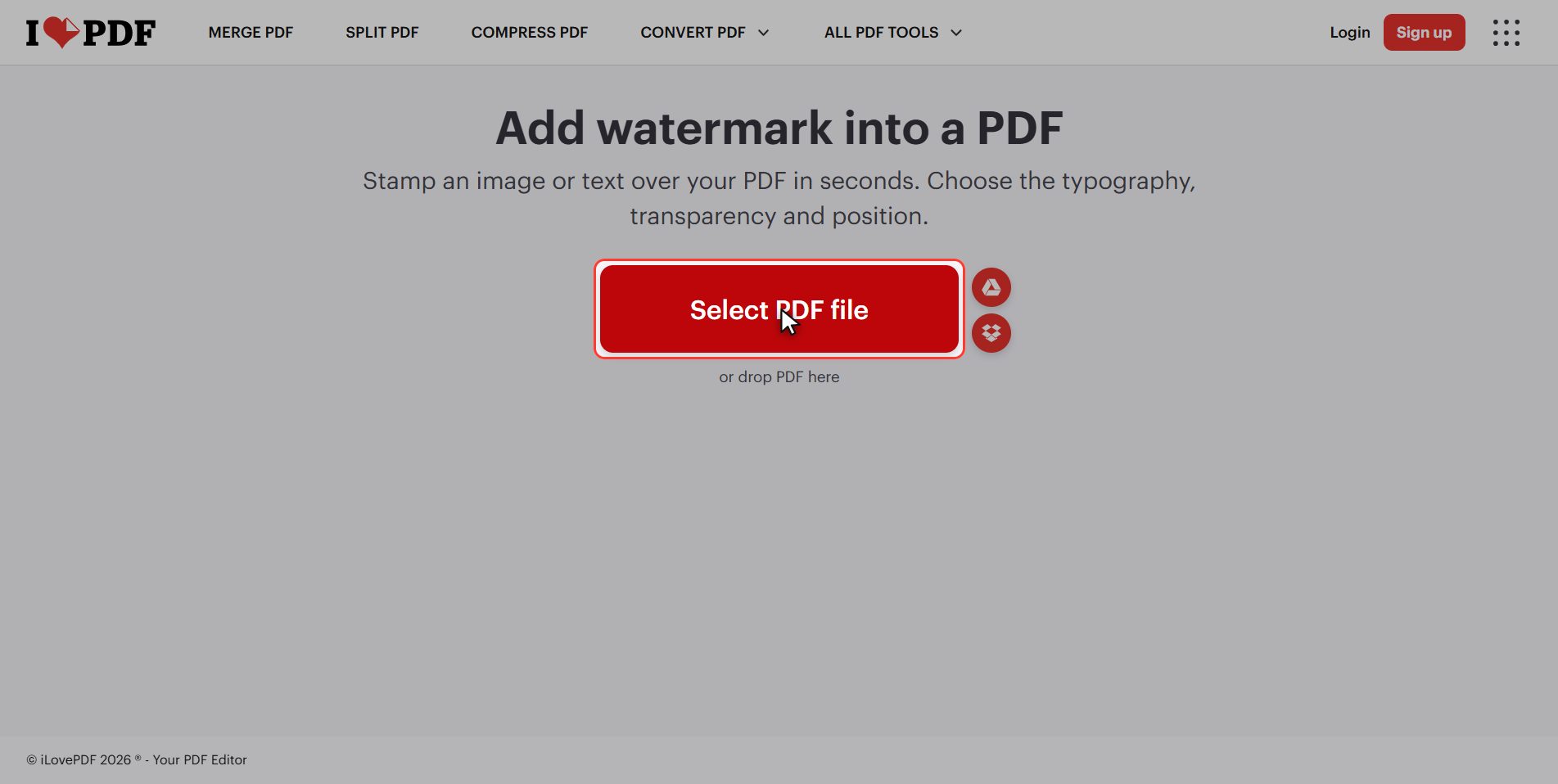 Upload your document — How to add a watermark to a PDF