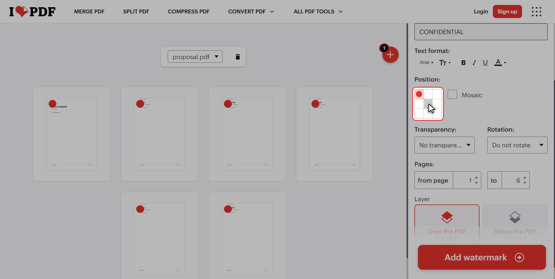 Choose where it goes — How to add a watermark to a PDF