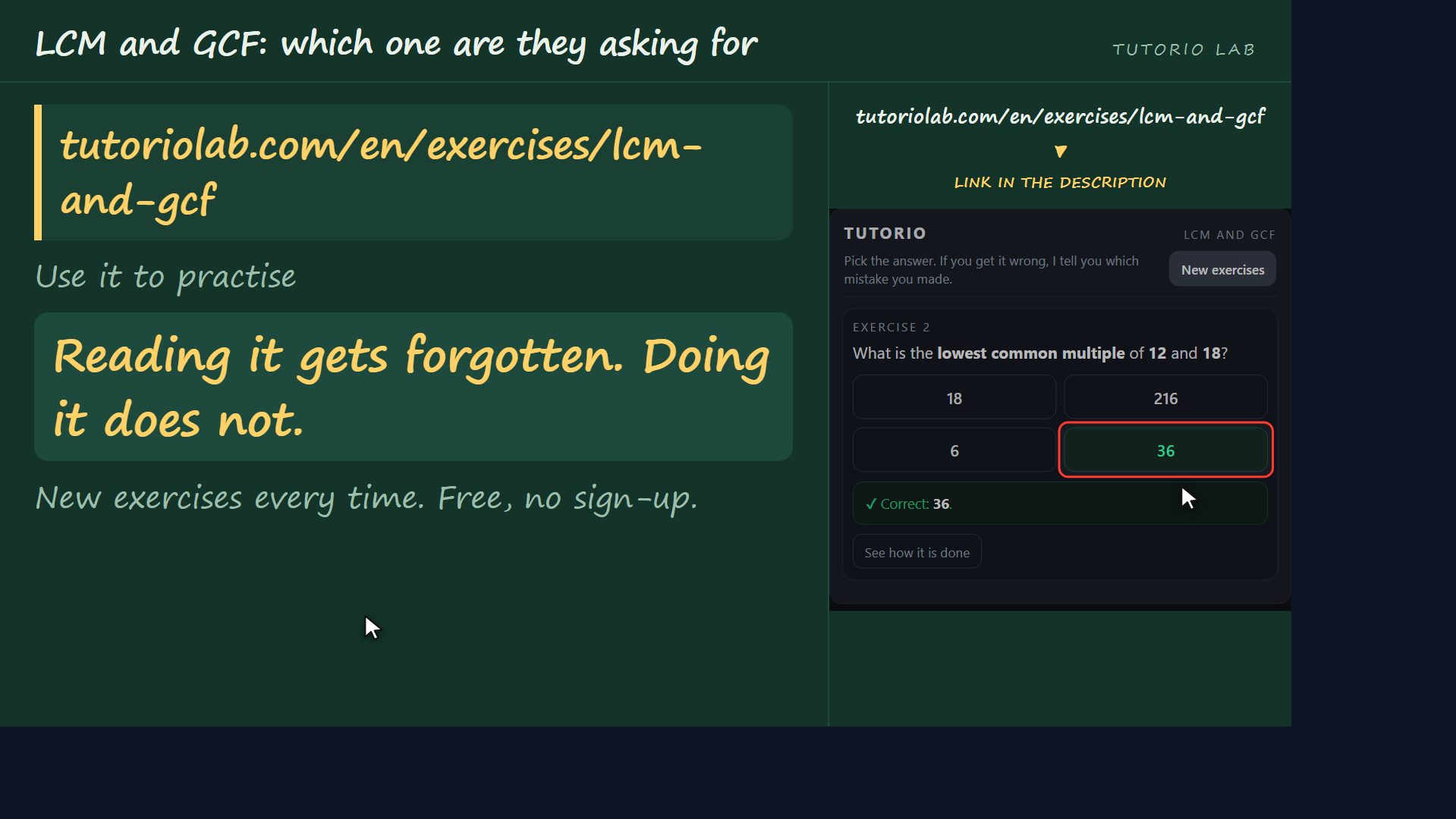 Practise it yourself — LCM and GCF: which one are they asking for