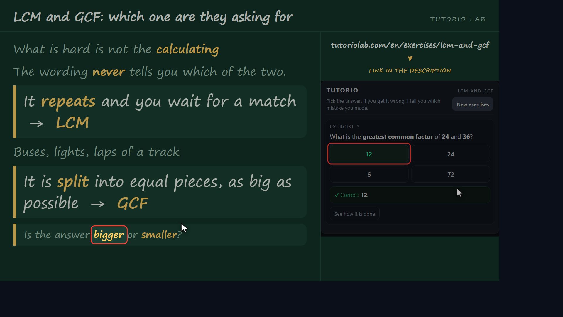 Which one are they asking for — LCM and GCF: which one are they asking for
