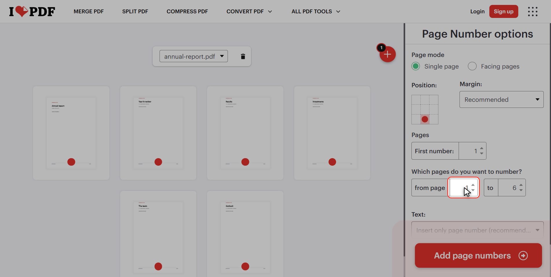 Leave the cover unnumbered — How to add page numbers to a PDF