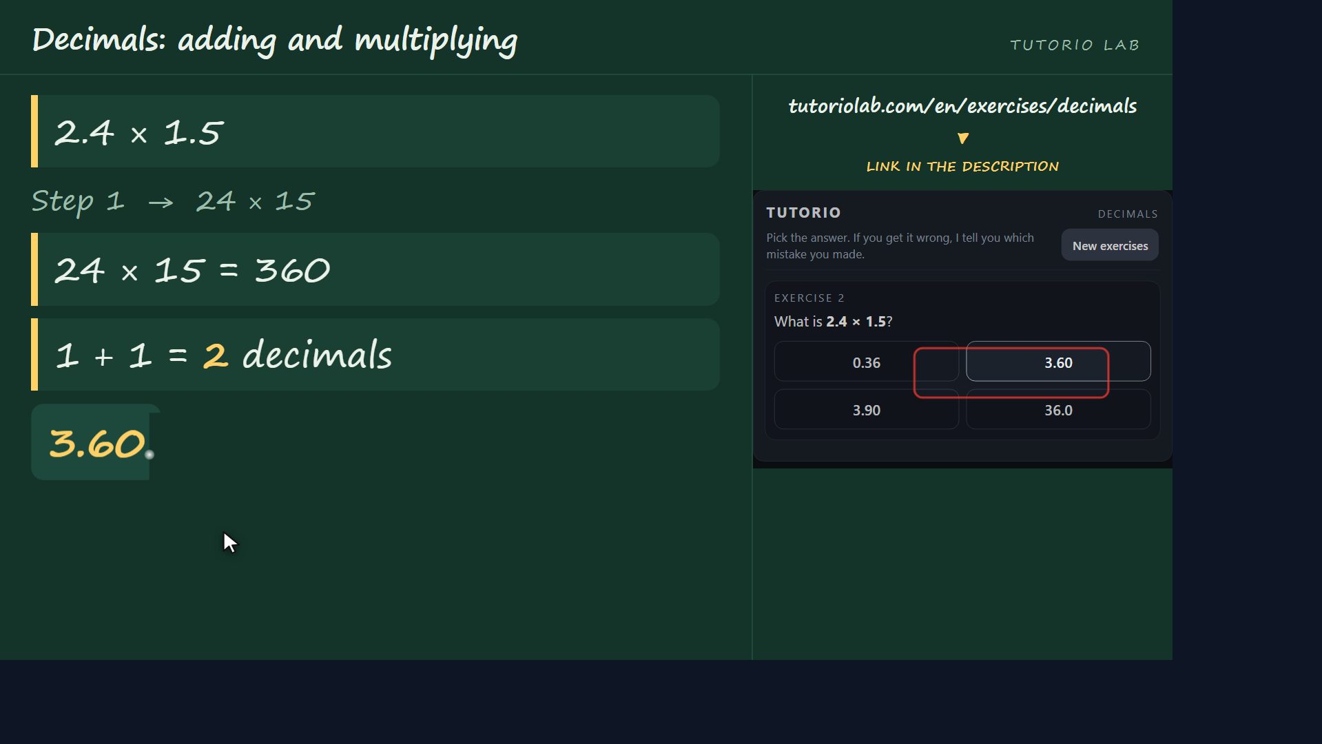 Exercise 2, step by step — Decimals: adding and multiplying