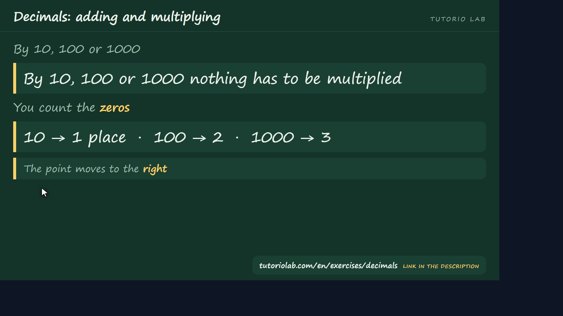 The 10 and 100 shortcut — Decimals: adding and multiplying