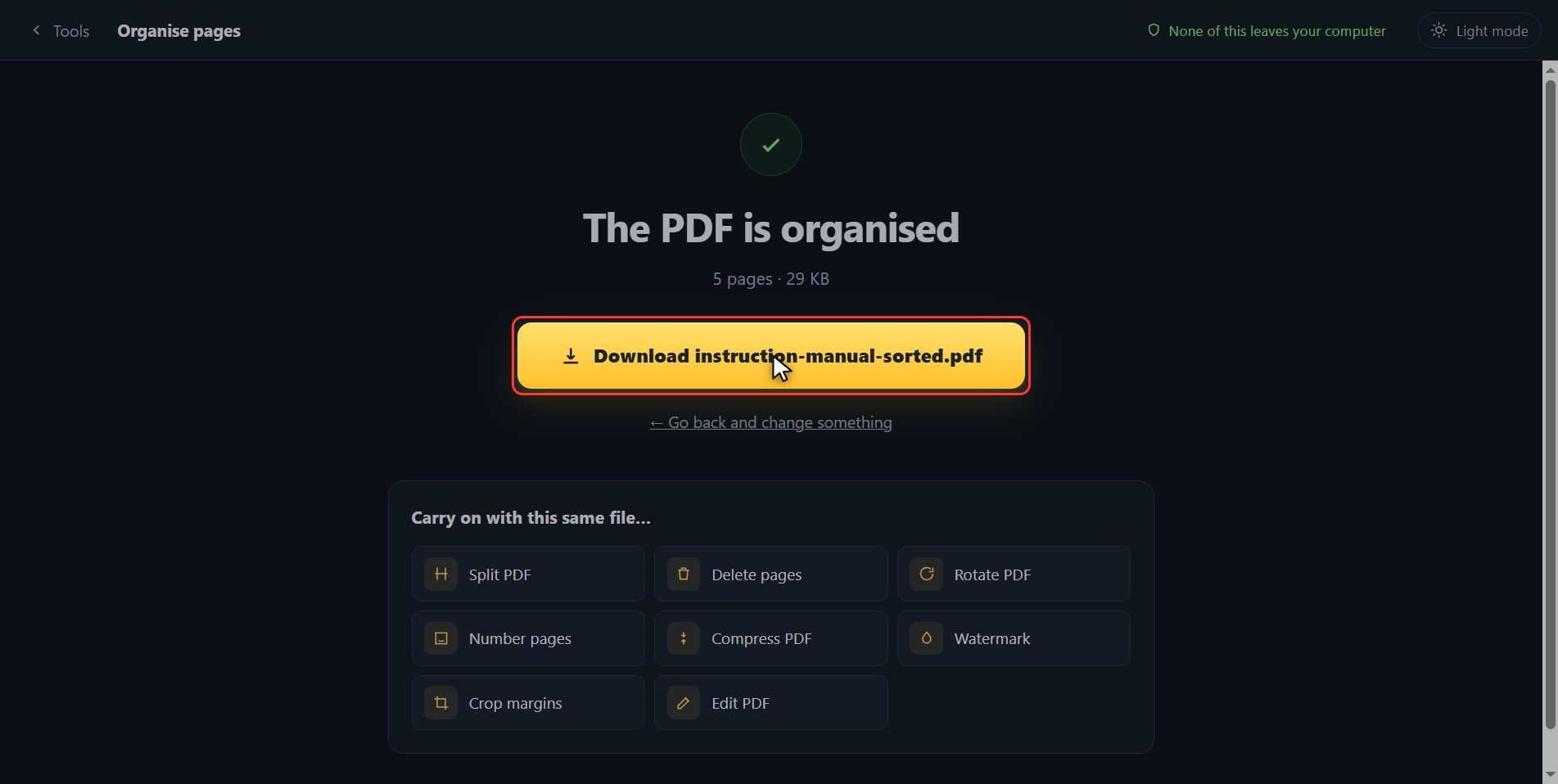 There it is — How to reorder the pages of a PDF