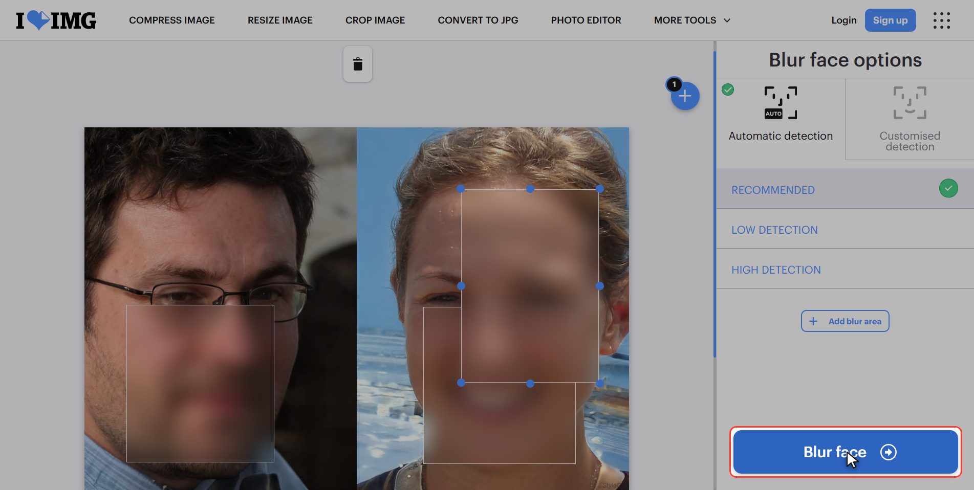 Click "Blur face" — How to blur faces in a photo before posting it