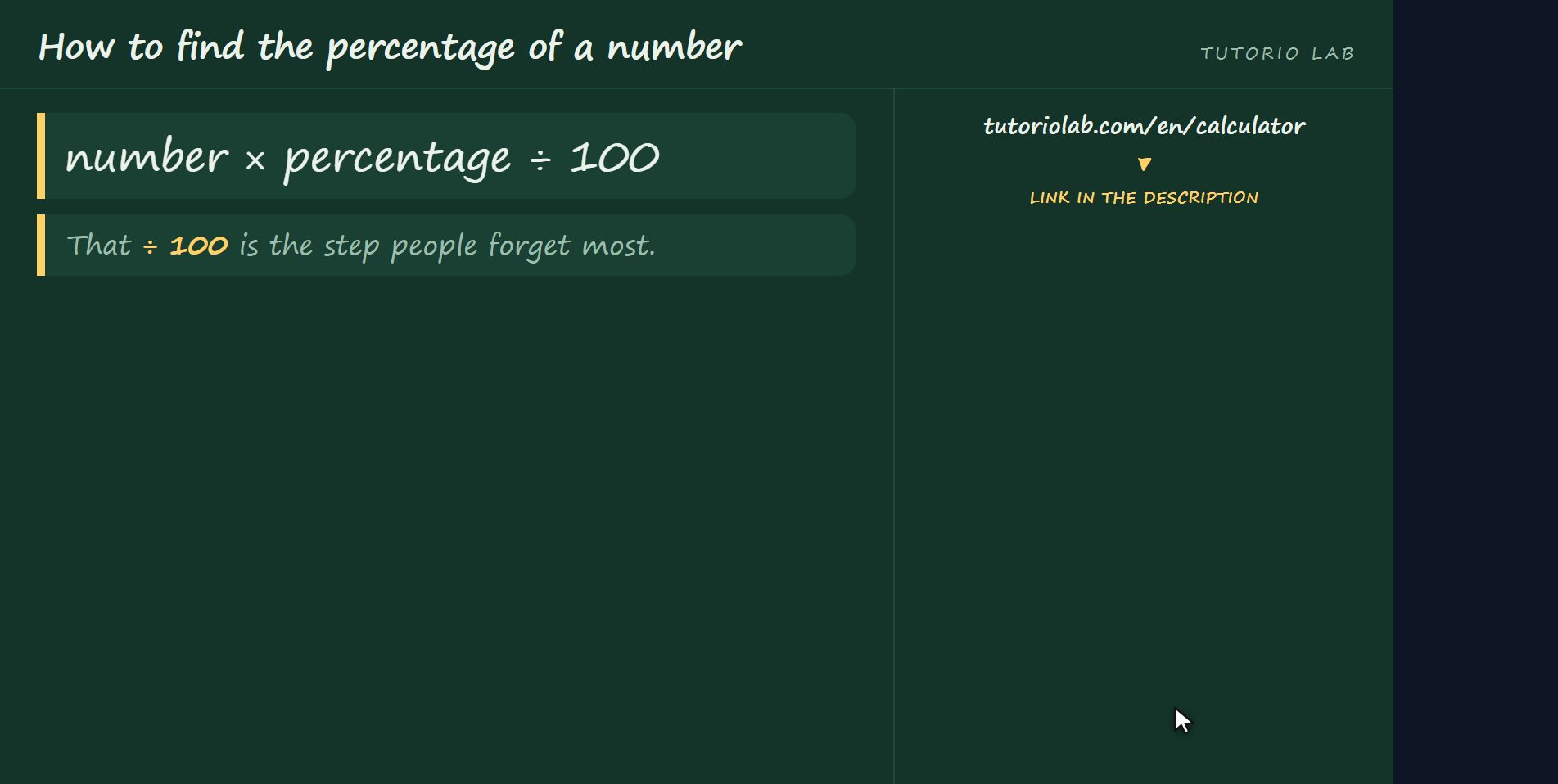 The formula — How to find the percentage of a number