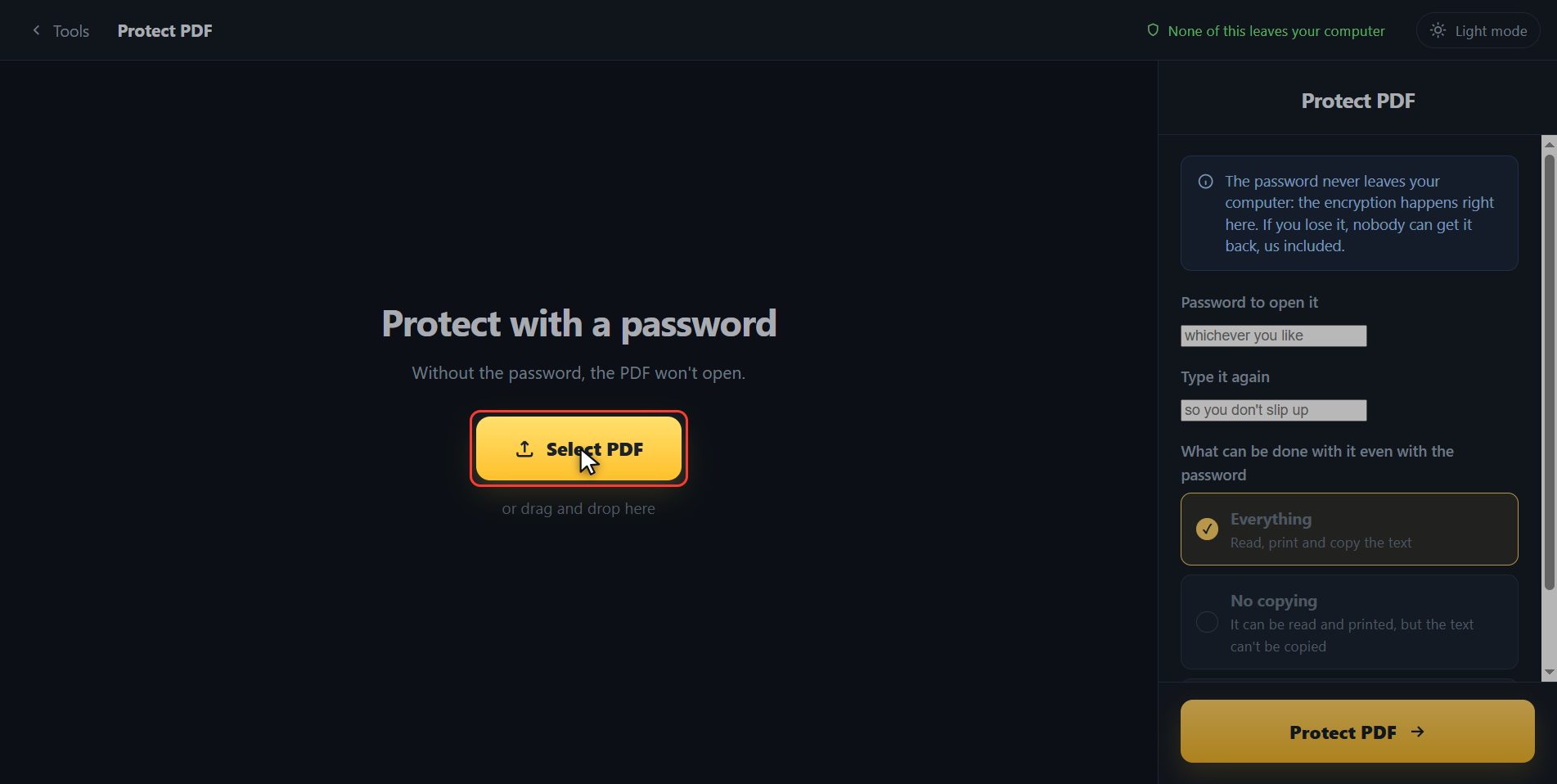 Add your PDF — How to password protect a PDF