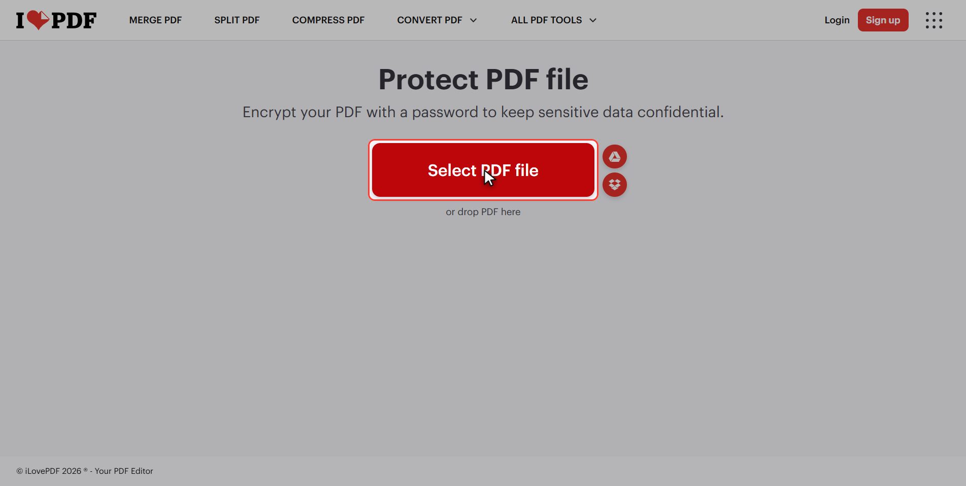 Upload your document — How to password protect a PDF