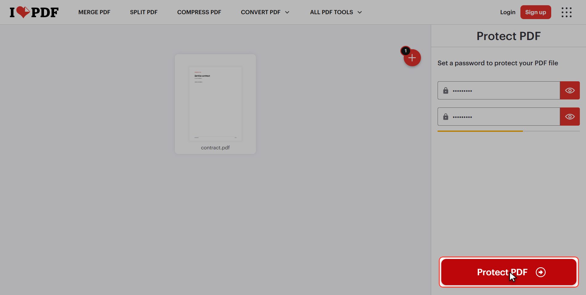 Click "Protect PDF" — How to password protect a PDF