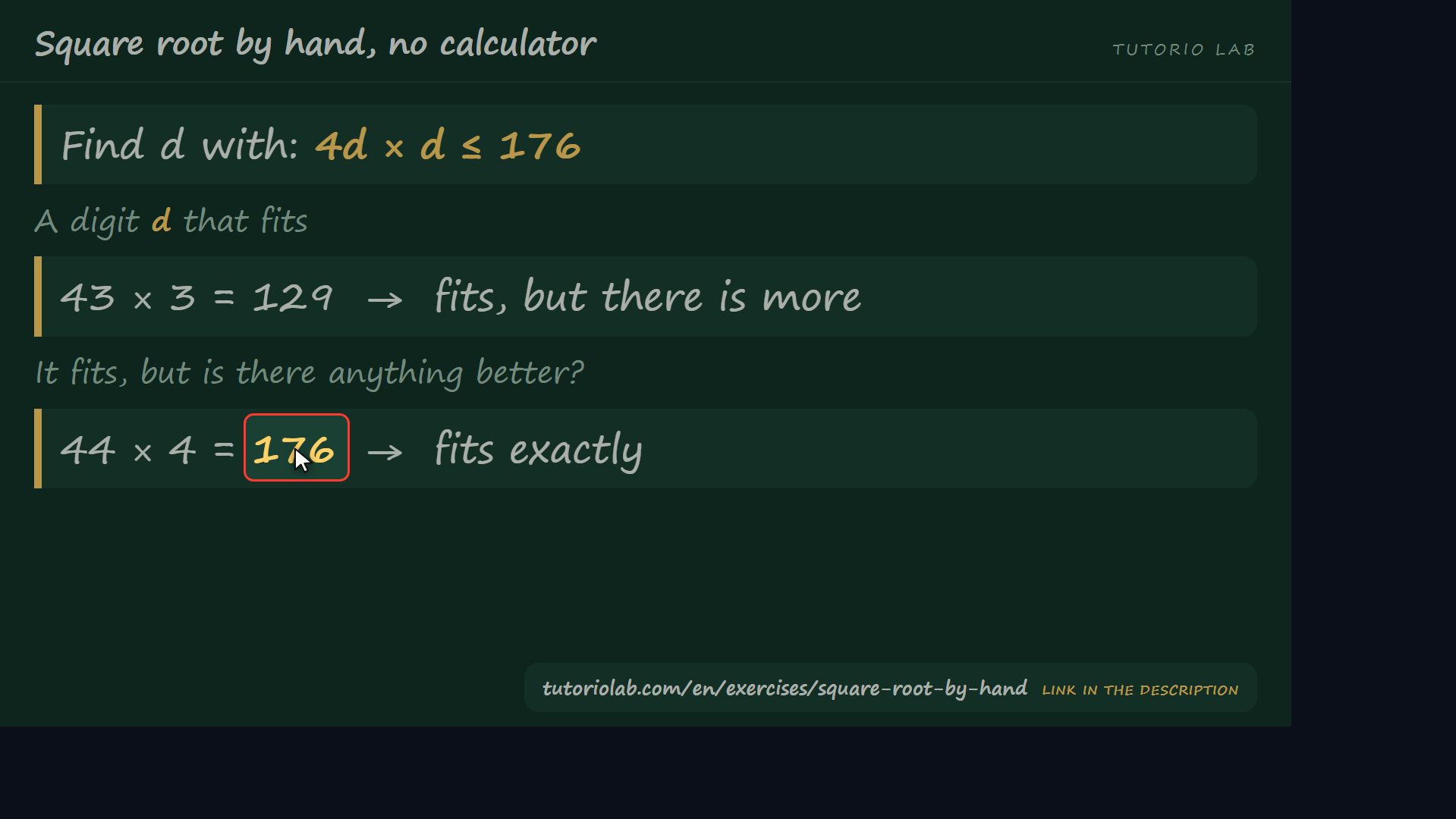 The second digit — Square root by hand, no calculator