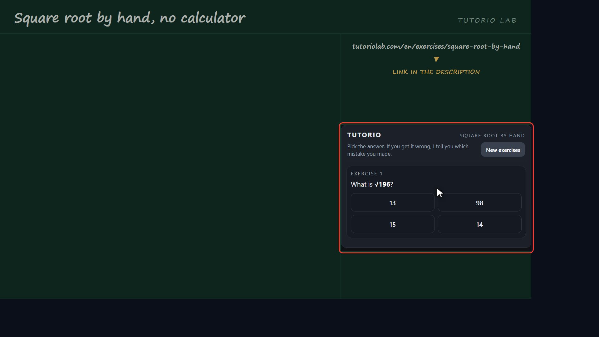 Practise for free — Square root by hand, no calculator