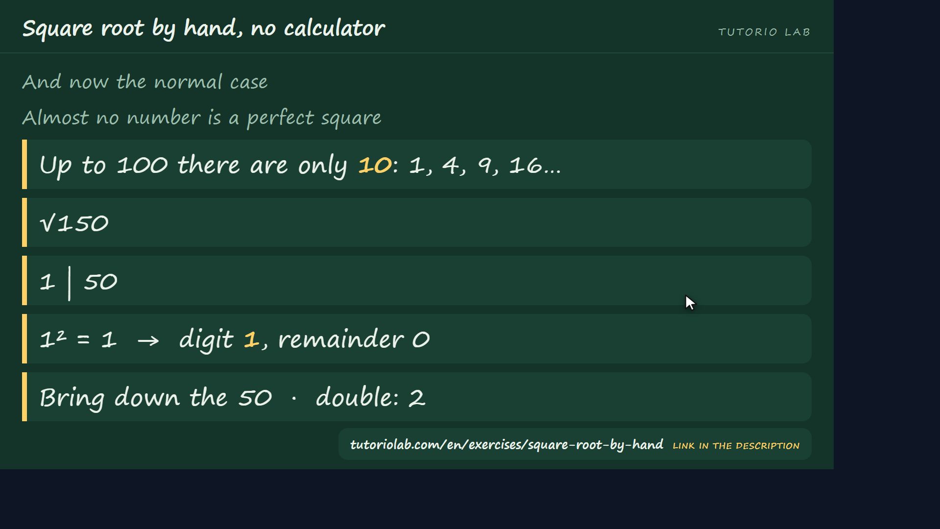 When it is not exact — Square root by hand, no calculator