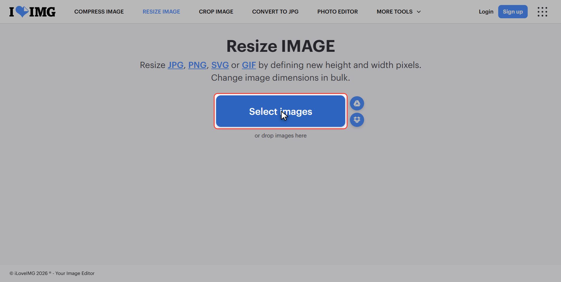 Upload your photo — How to change the size of an image