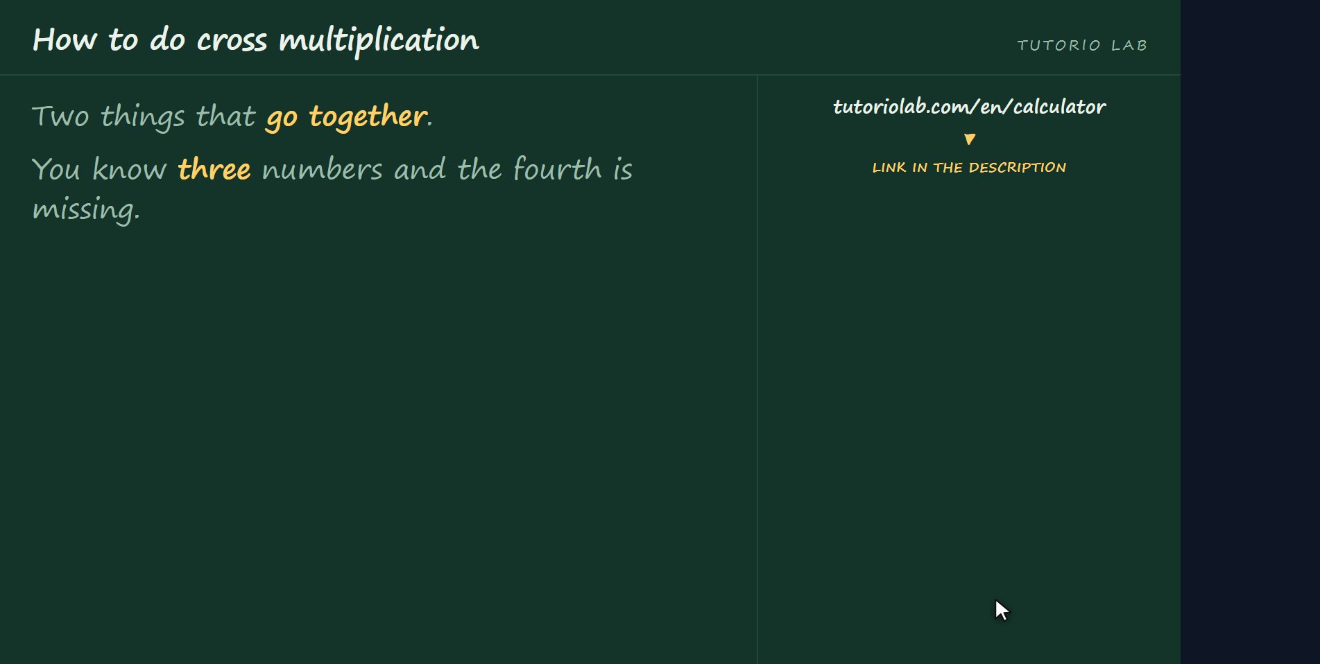 What it is for — How to do cross multiplication