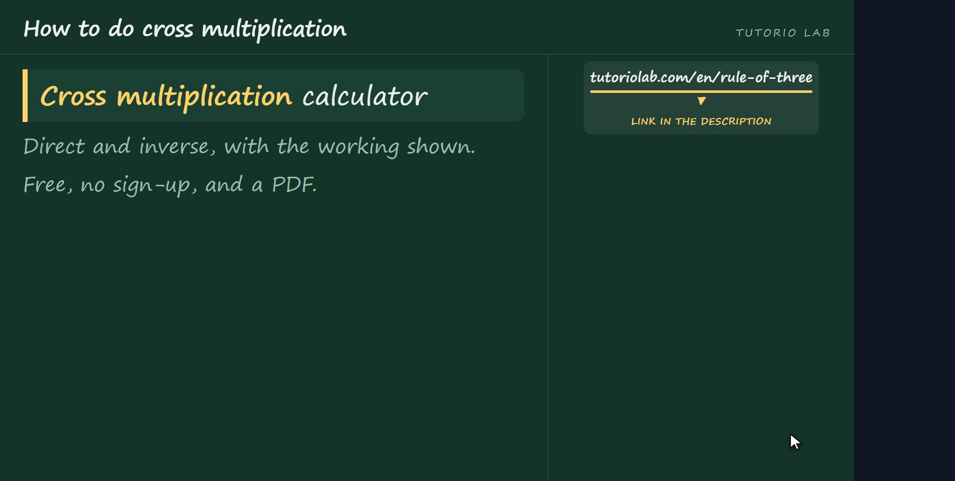 The website does it for you — How to do cross multiplication