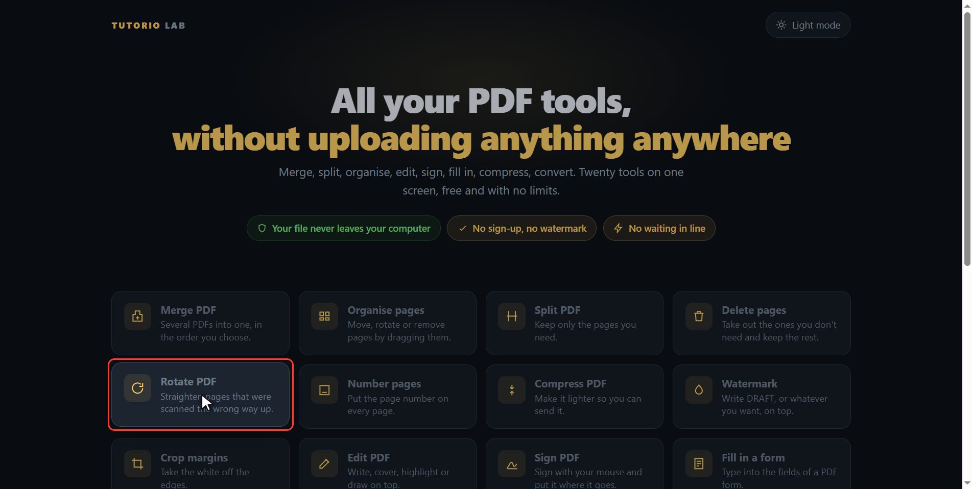 Click "Rotate PDF" — How to rotate a PDF and keep it rotated