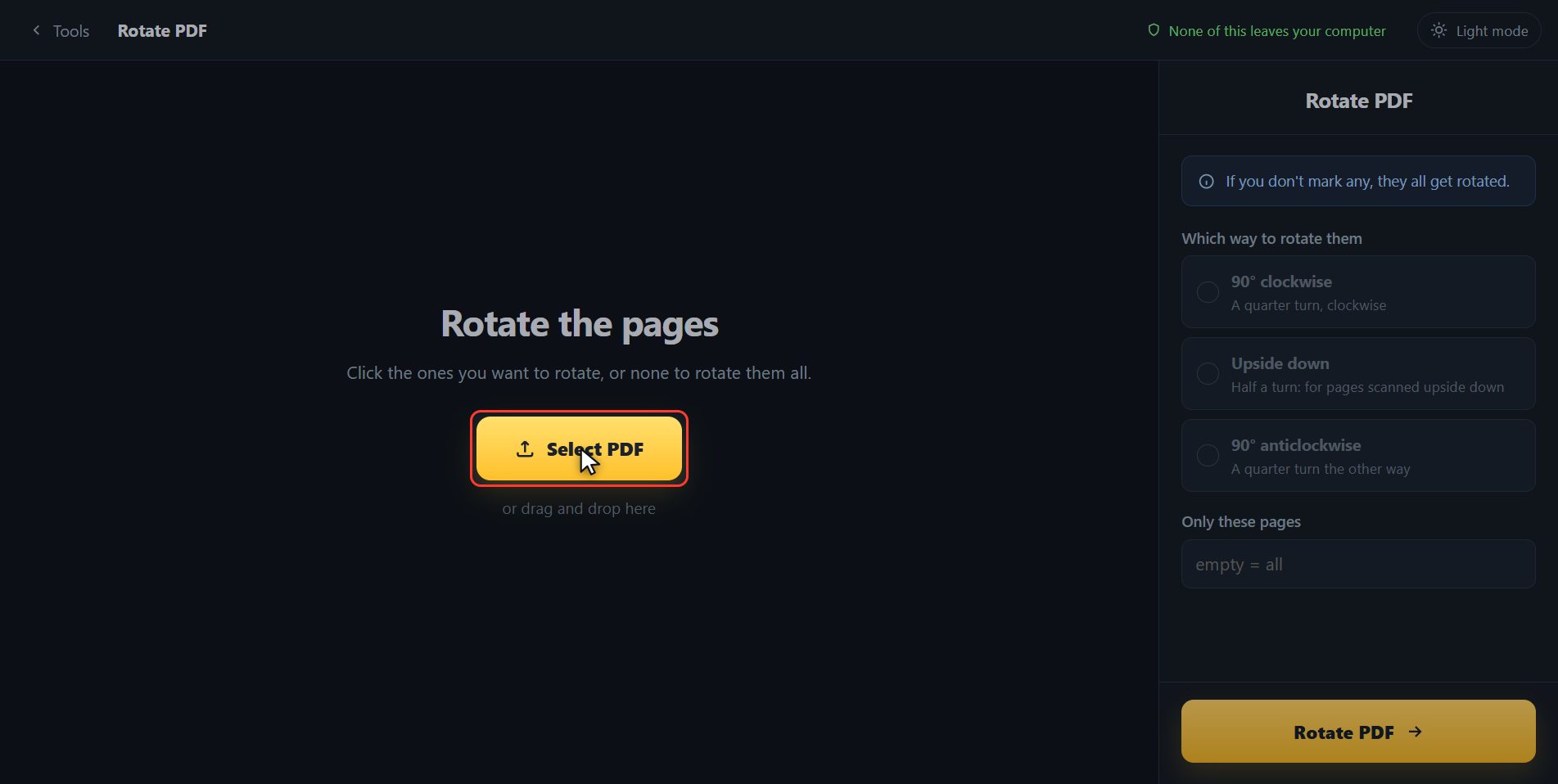 Add your PDF — How to rotate a PDF and keep it rotated