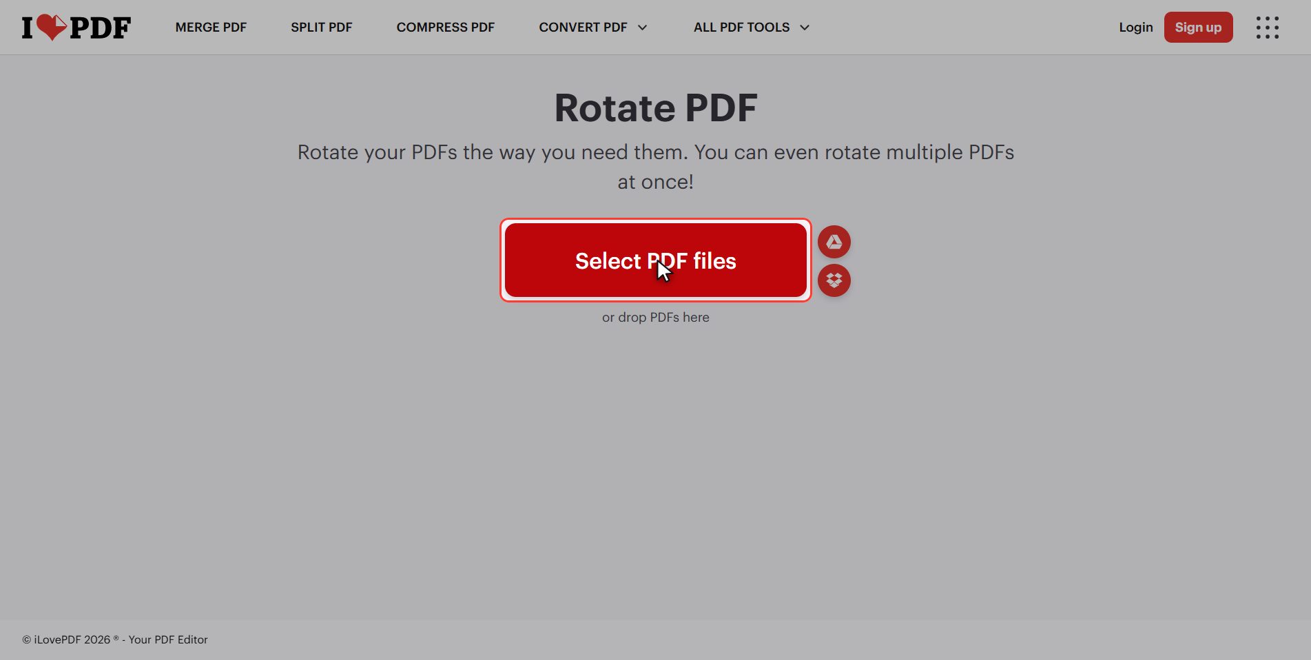 Upload your PDF — How to rotate a PDF so it stays rotated