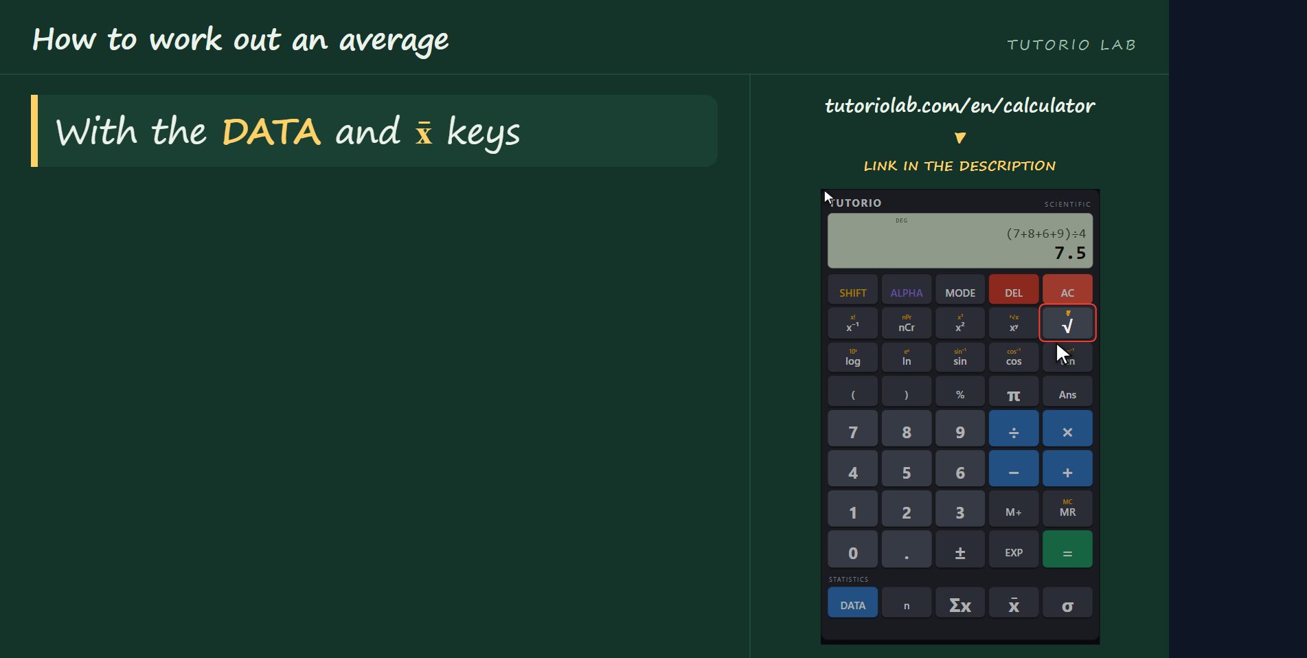 With the statistics keys — How to work out an average
