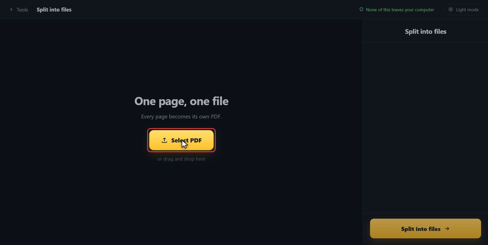 Add your PDF — How to split a PDF into separate pages