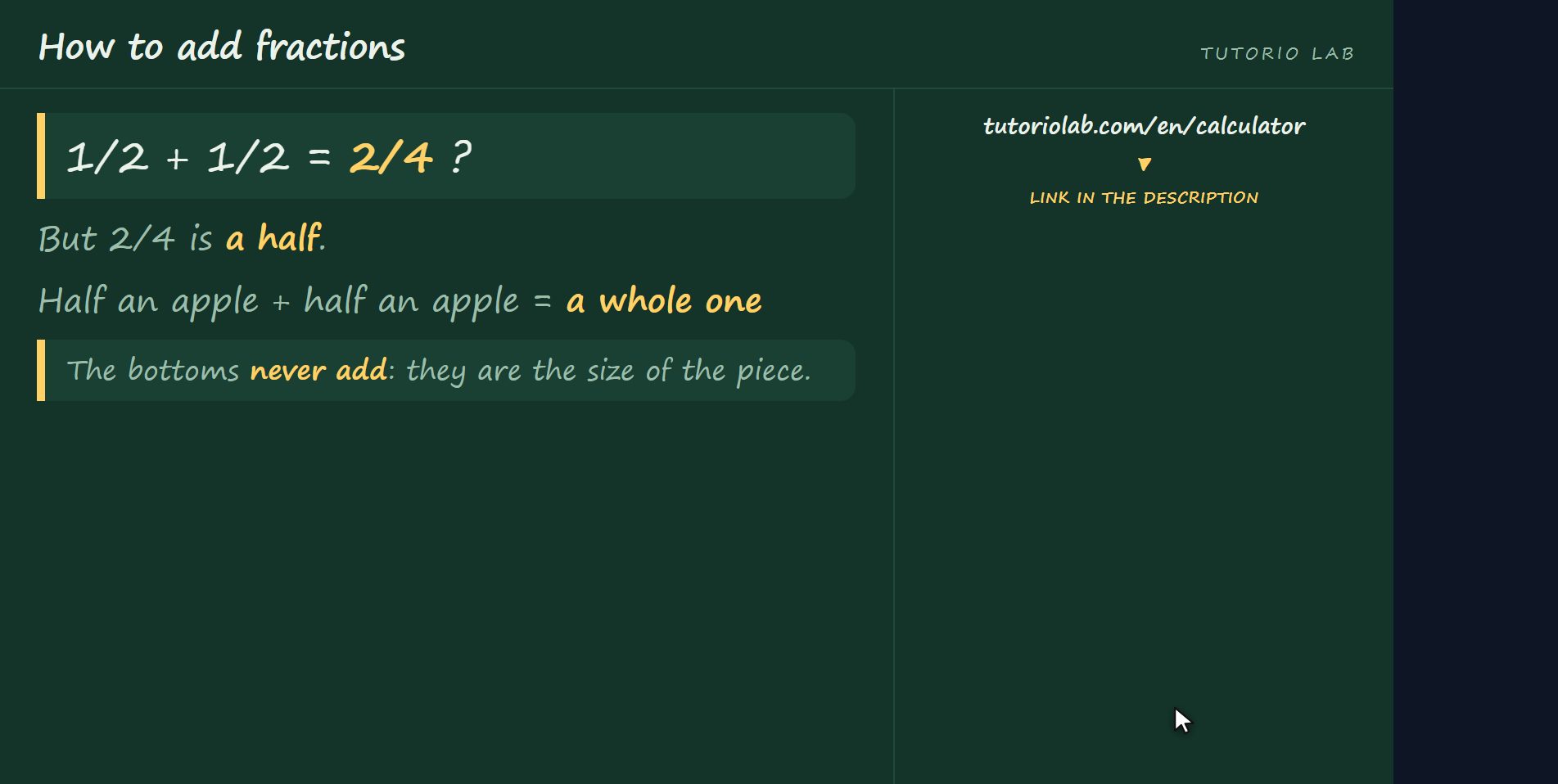 The adding-the-bottoms mistake — How to add fractions