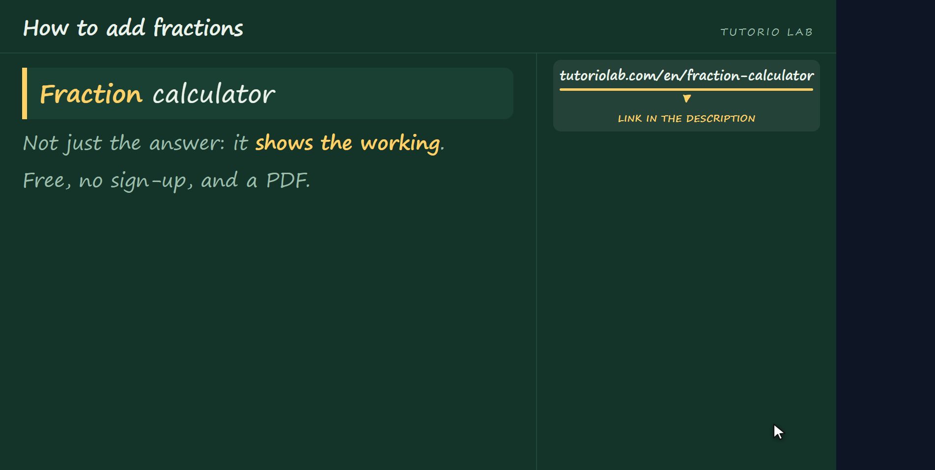 The website does it for you — How to add fractions