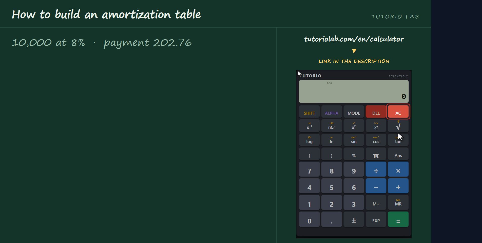The month’s interest — How to build an amortization table
