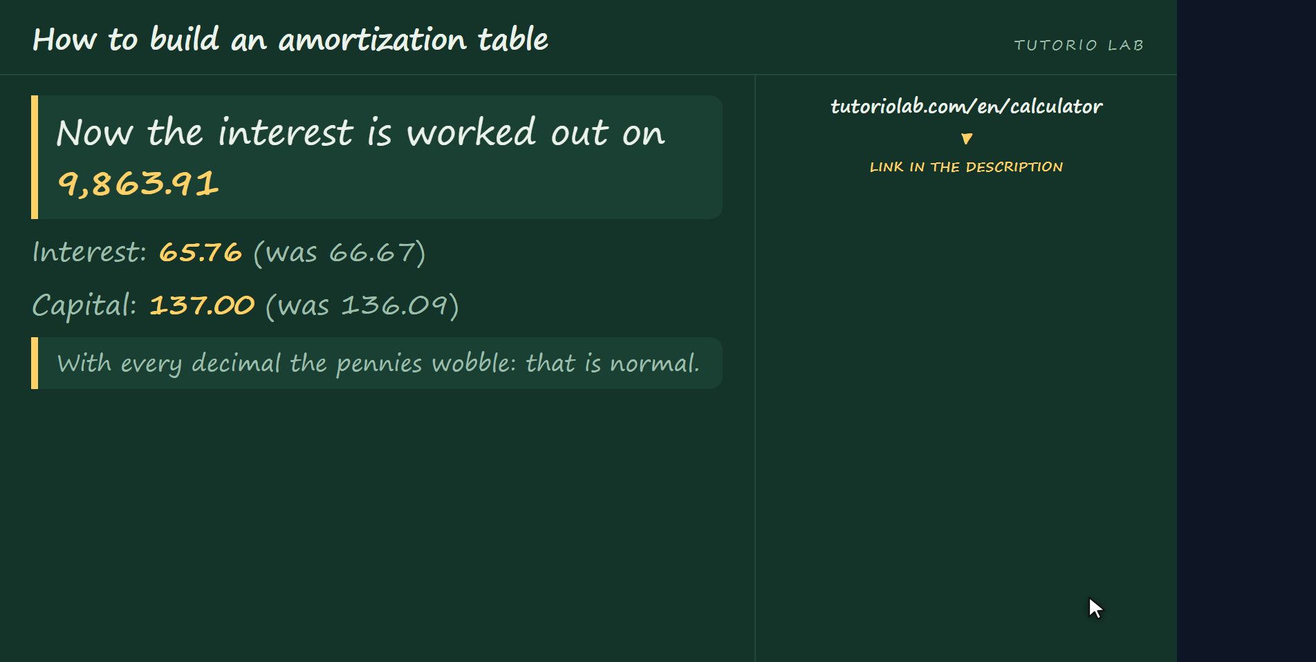The second row — How to build an amortization table