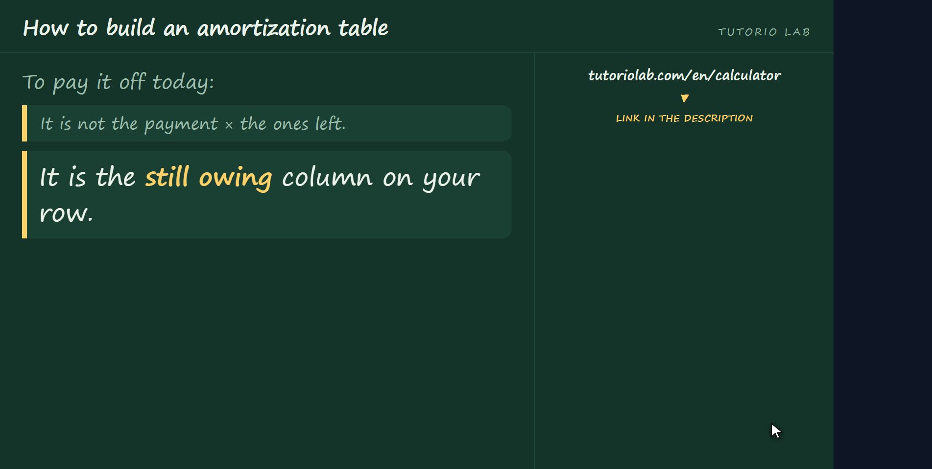 What you owe today — How to build an amortization table