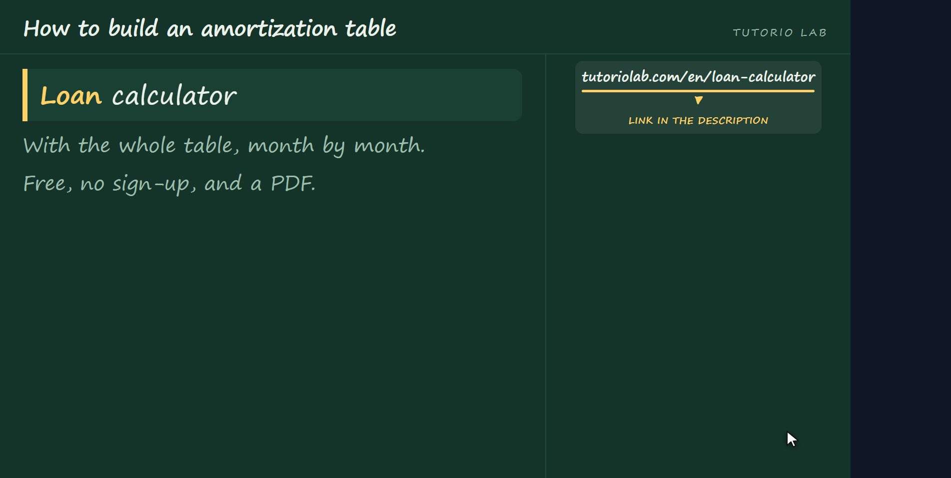 The website does it — How to build an amortization table
