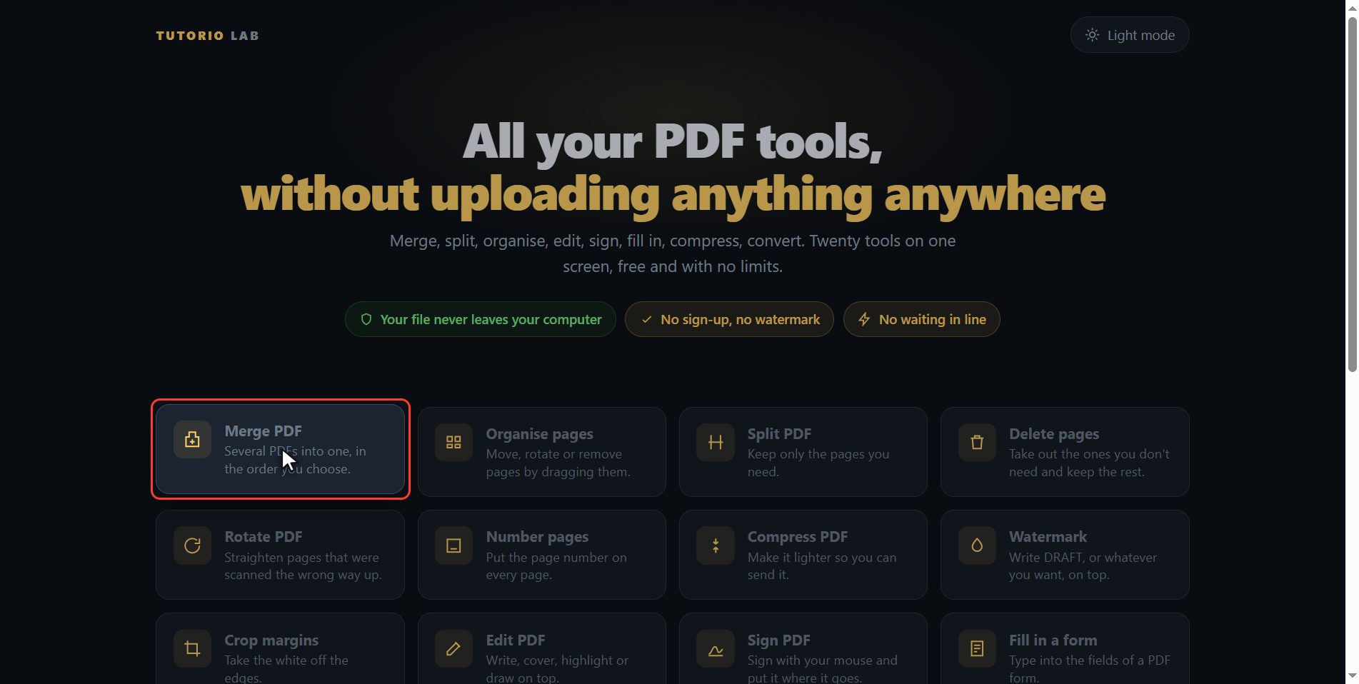 Click "Merge PDF" — How to merge several PDFs into one